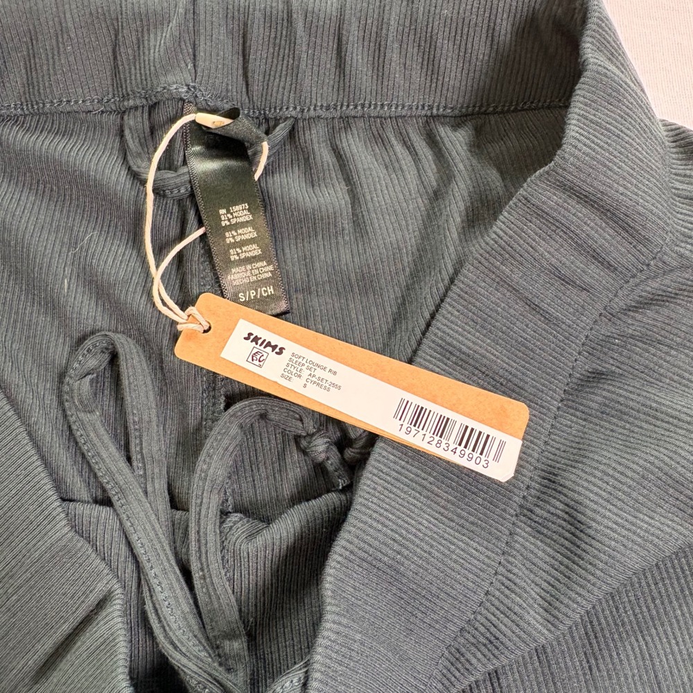 SKIMS, Soft Lounge Rib Sleep Pants, Cypress Green, Size S, MSRP $56 - Picture 2 of 7